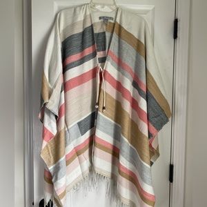 Pink, Grey, White and Tan Poncho
